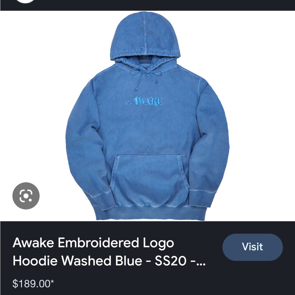 AWAKE Embroidered Logo Hoodie - Blue Size L